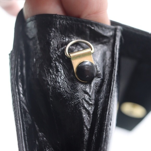 Vintage Eel Skin Black Leather Clutch Purse Handbag Beautiful Retro 1950s Bag - Picture 12 of 16